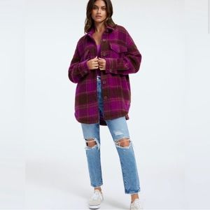 Cozy Good American Plaid Shirt Jacket NWT